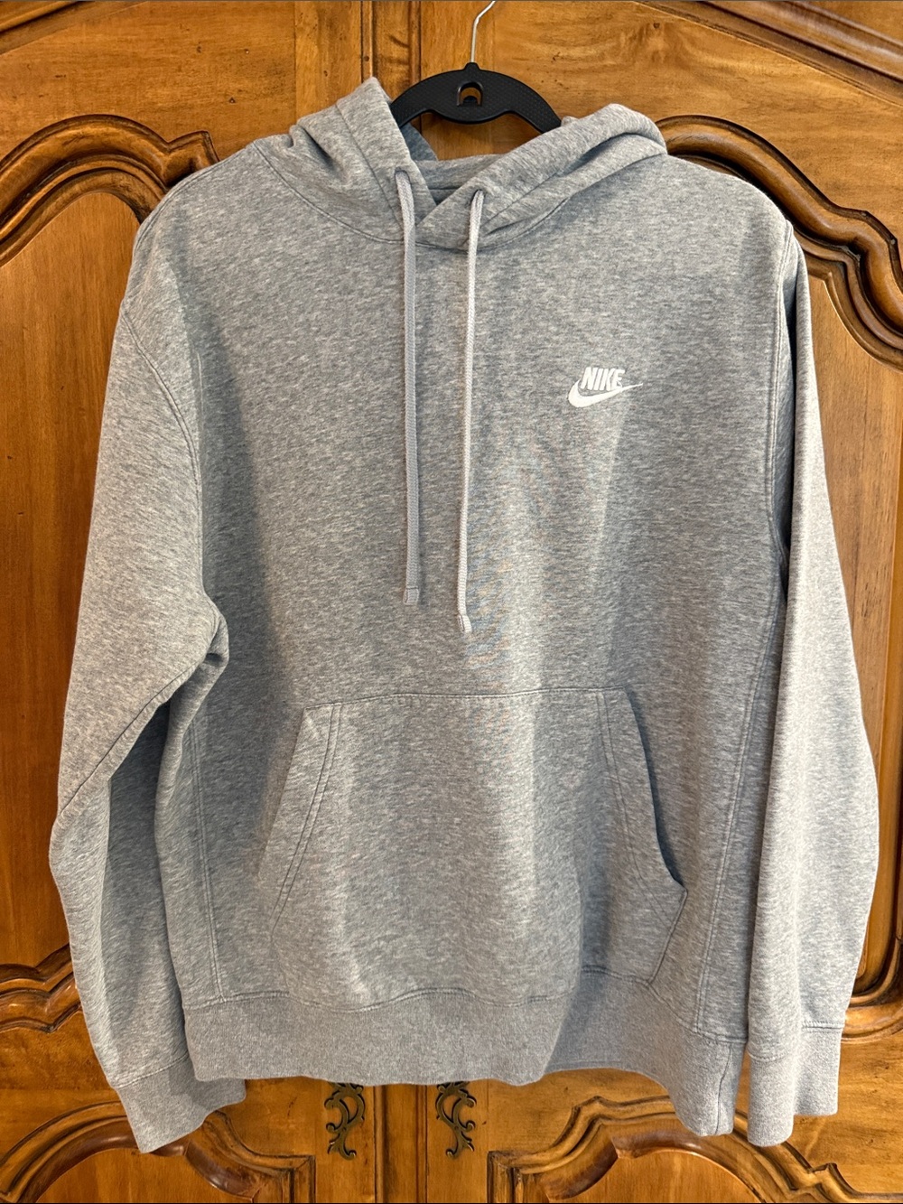 Nike Heather Gray Pullover Hoodie with White Swoosh